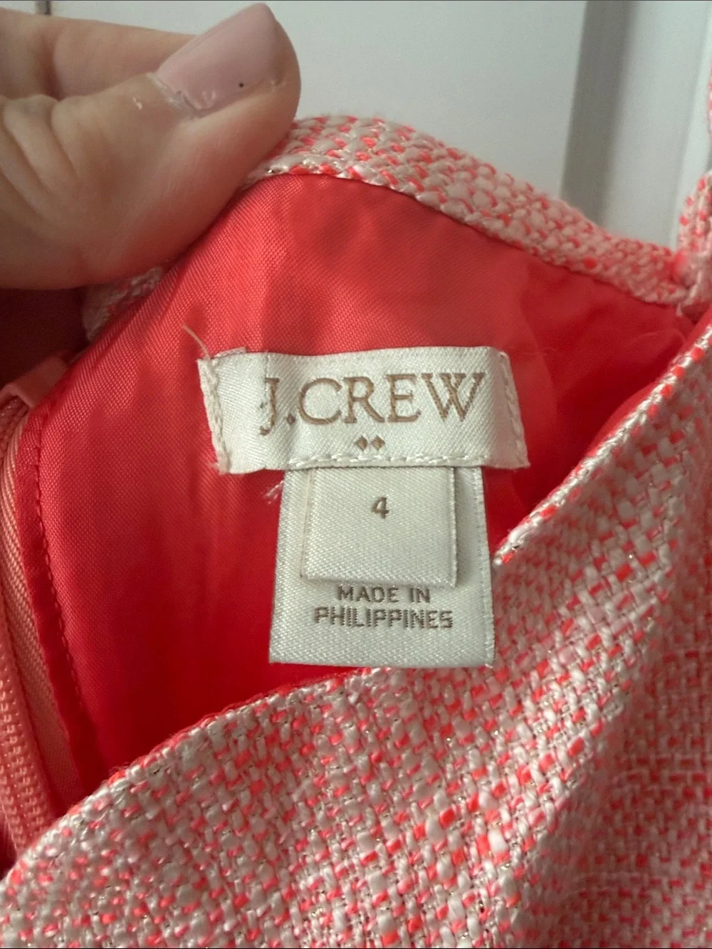 J. Crew Coral Blend Textured Sheath Dress with Pockets Size 4